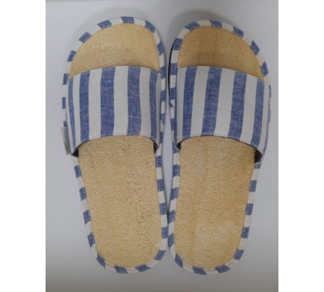 Dép mặt xơ mướp, quai ngang bằng vải sọc