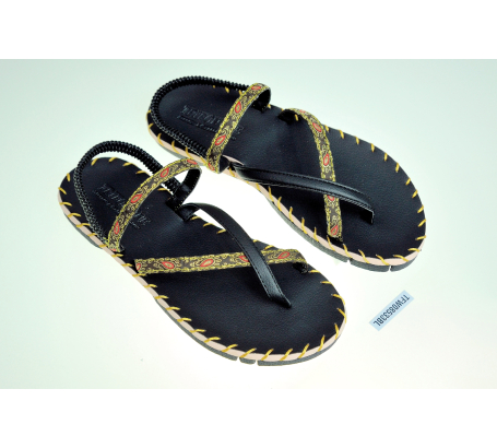 Sandal thổ cẩm xỏ ngón quai hậu