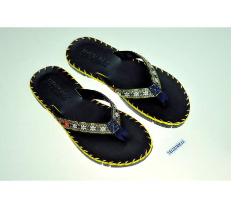 Dép thổ cẩm kẹp ngón hoa mai bản lớn