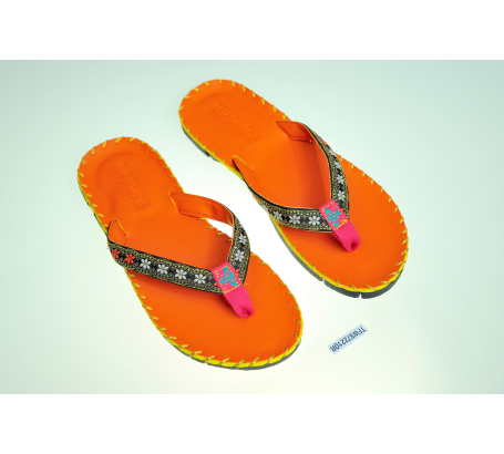 Dép thổ cẩm kẹp ngón hoa mai bản lớn